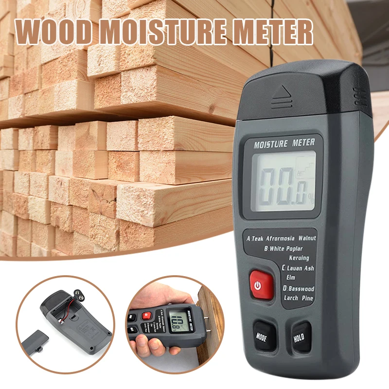 

Wood Moisture Meter Timber Humidity Tester Portable HD Digital LCD Wood Moisture Detector _WK