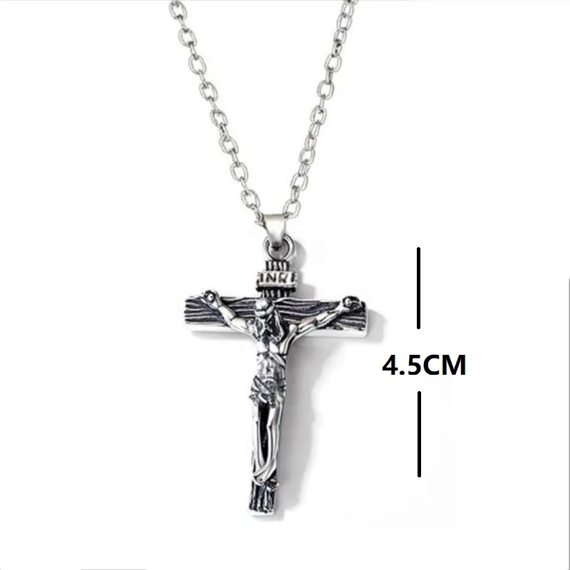 Винтажное ожерелье с крестом для мужчин большая подвеска Иисусом и длинная