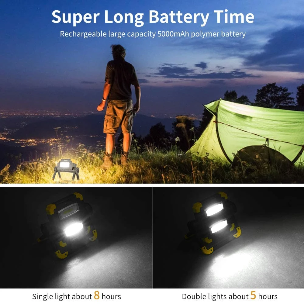 

LED Folding Work Light USB Rechargeable Portable Waterproof Power Bank Power Display Camping Emergency Car Repairing Job Light