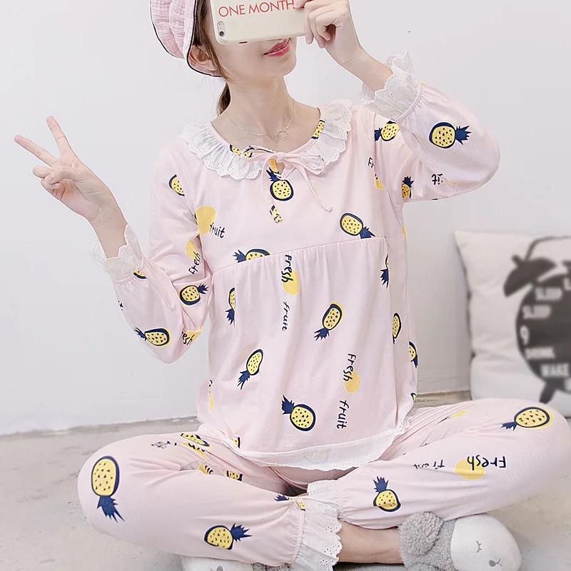 Комплект из 2 предметов Модная хлопковая одежда для сна беременных женщин пижамы