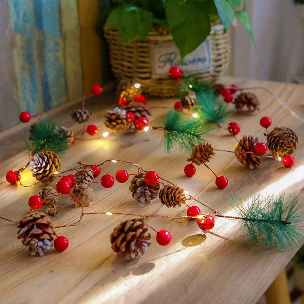 Рождественская гирлянда светильник s 2 м 20 светодиодов медная проволока Pinecone