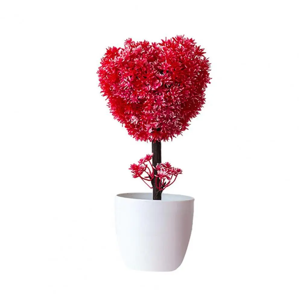 

Fake Flower Plant Heart Shape Plum Blossom Plastic Patio Yard Simulated Flower Pot for Shelf Stand