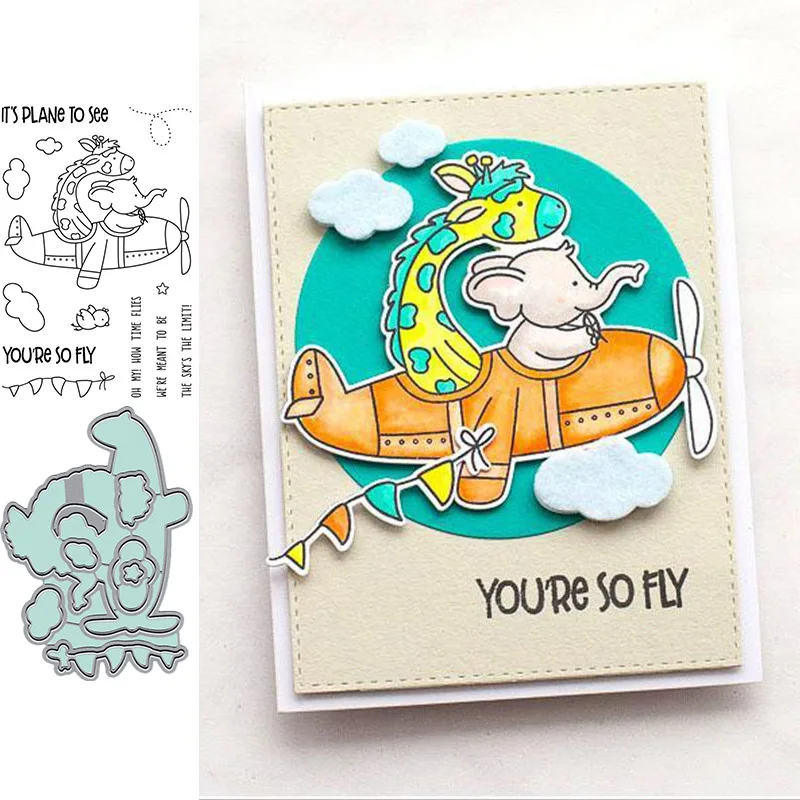 

Animals Airplane Pattern Prints Transparent Clear Silicone Stamp& Dies for DIY scrapbooking/photo album Decor card making