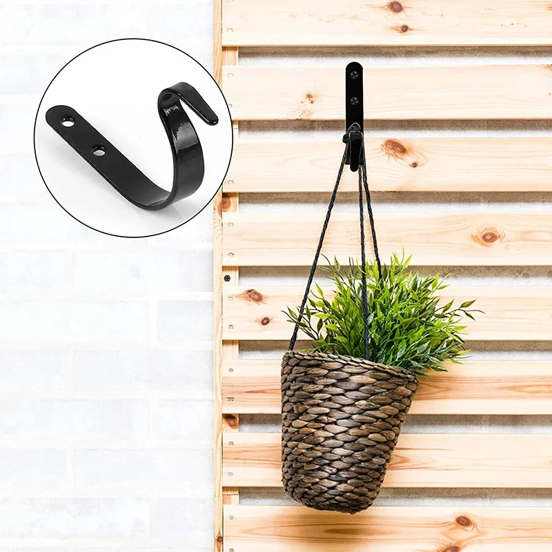 

10 PCS Hanging Bracket Wall Hooks Plant Wall Hook Iron Bracket Hooks for Hanging Wind Chimes and Lanterns (Black)