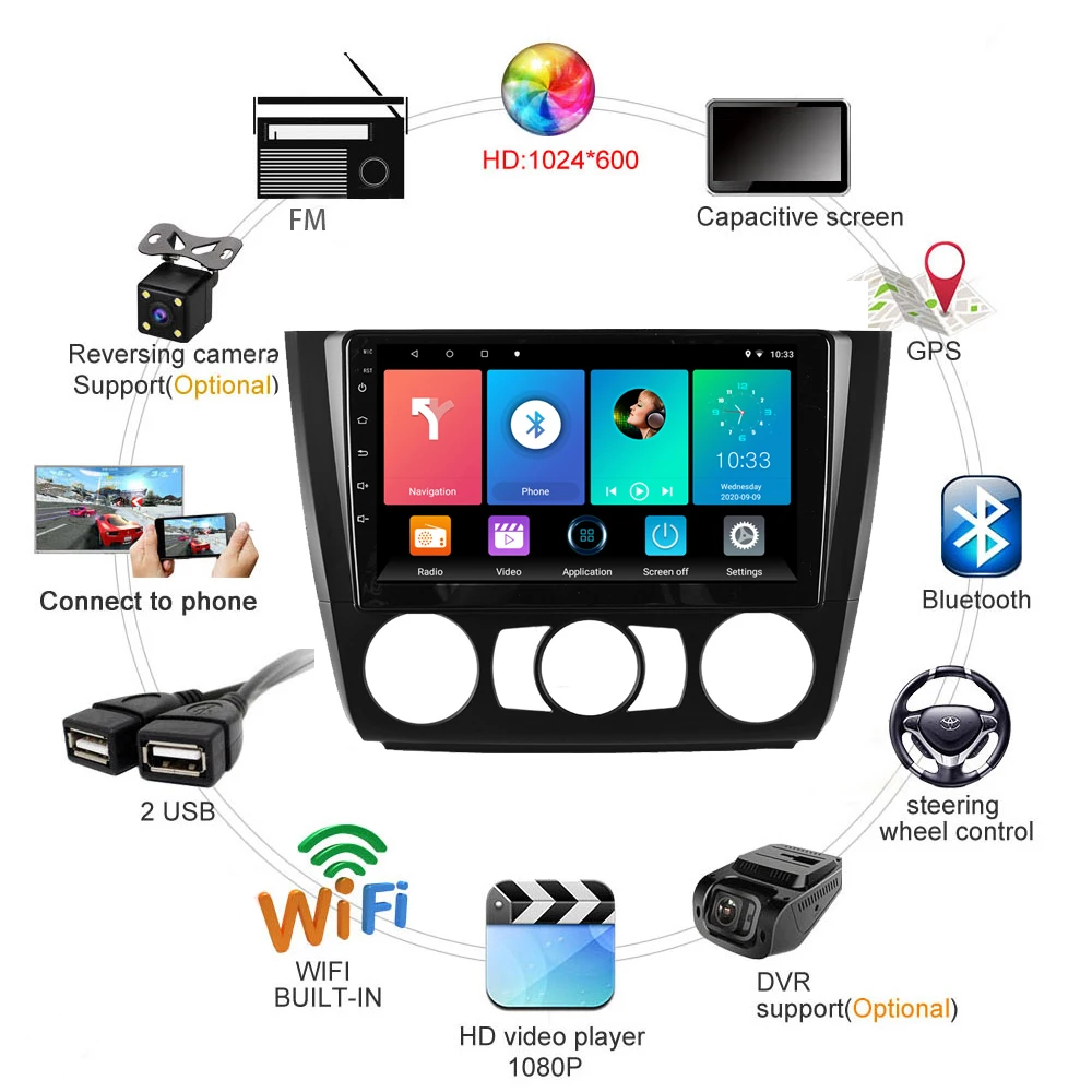 Автомобильная Мультимедийная система 2 DIN 9 дюймов GPS WIFI для BMW 1-Series E88 E82 E81 E87 2004-2012 |
