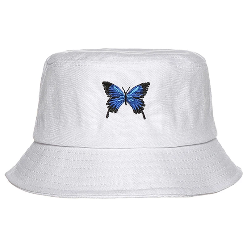 

New Fashion Women Ladies Butterfly Embroidered Fisherman Hat Simple Visor Caps Outdoor Casual Sun Hat Bucket Hats
