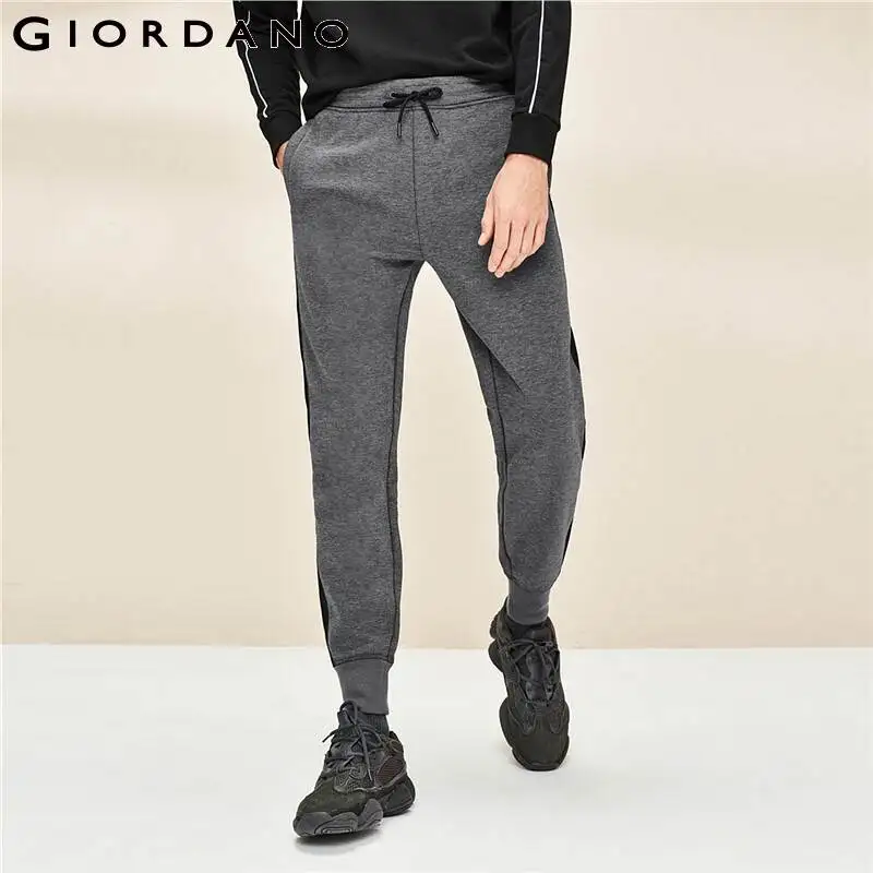 

Giordano Men Pants Interlock Fabric Contrast Joggers Soild Elasitc Waistband Ribbed Cuffs Comfy Calca Masculina 01110891