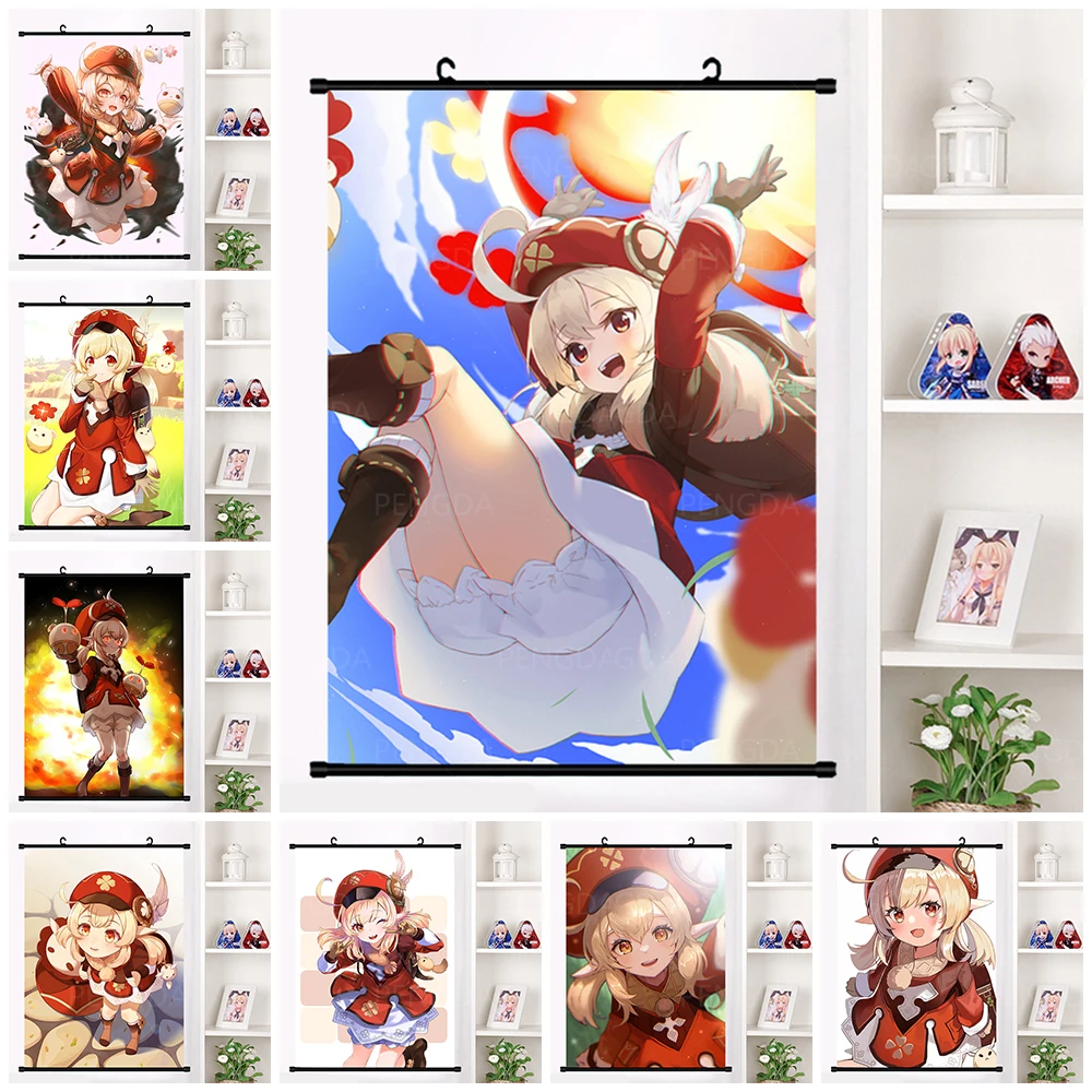 

PrintGamer Girl Picture Genshin Impact Poster Plastic Hanging Scrolls Japanese Anime Canvas Decor Home Wall Art Bedroom Painting