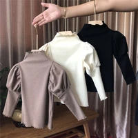 girls high neck bottoming shirts childrens bubble sleeve casual tops girls baby long sleeved t shirts spring and autumn clothes