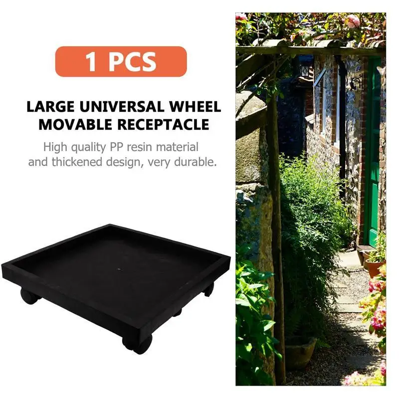 

1Pc Garden Patio Flower Pot Tray Rolling Resin Planter Holder With Wheels Home Storage Rack Pot Tray