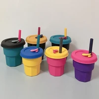 korean fashion children drinking cup boys girls silicone water cup with straw women travel juice coffee cup 400ml