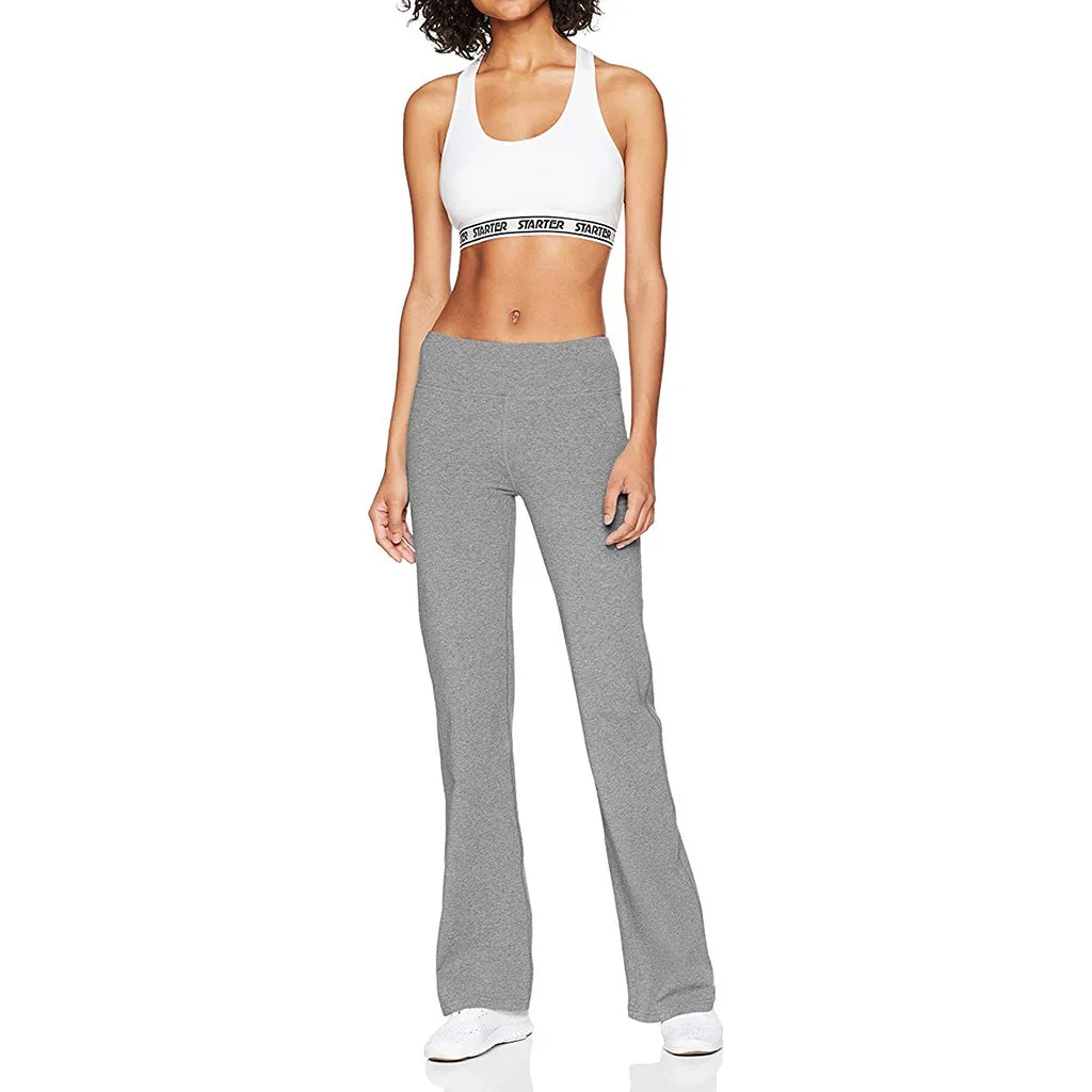 

1PC Solid Color Mid-Waist Slim-Fit Buttocks Loose Yoga Pants Wide-Leg Sports Pants Ladies Trousers Exercise Running Casual Pants