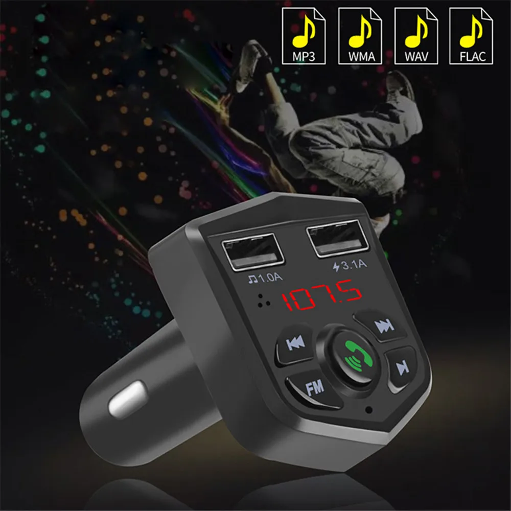 Автомобильный комплект Bluetooth 5 0 беспроводной fm передатчик ЖК дисплей mp3 плеер USB