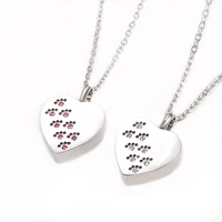 cremation jewelry for ashes stainless steel pet paw print memorial jewelry pet dog cat urn cremation urn pendant necklace