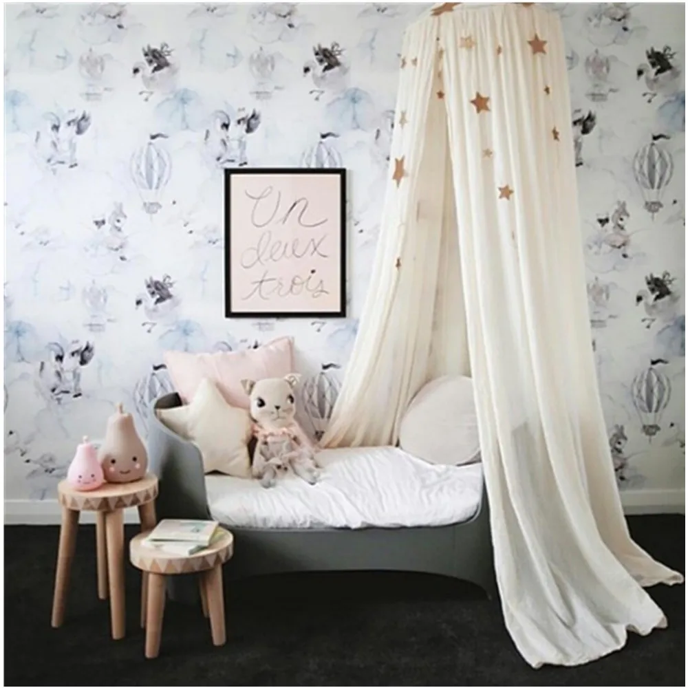 

Baby Bed Curtain Children Room Decoration Crib Netting Baby Tent Washed Cotton Cloth Hung Dome Baby Mosquito Net Photog