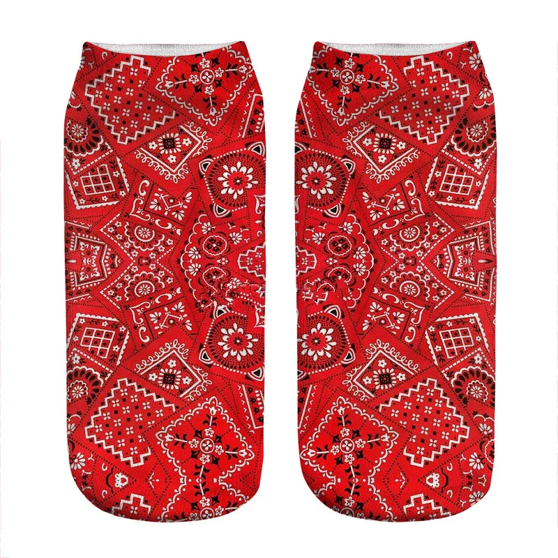

Женские носки, кавайные красные носки с принтом банданы, женские носки в стиле Харадзюку, веселая забавная новинка, милые подарочные носки д...