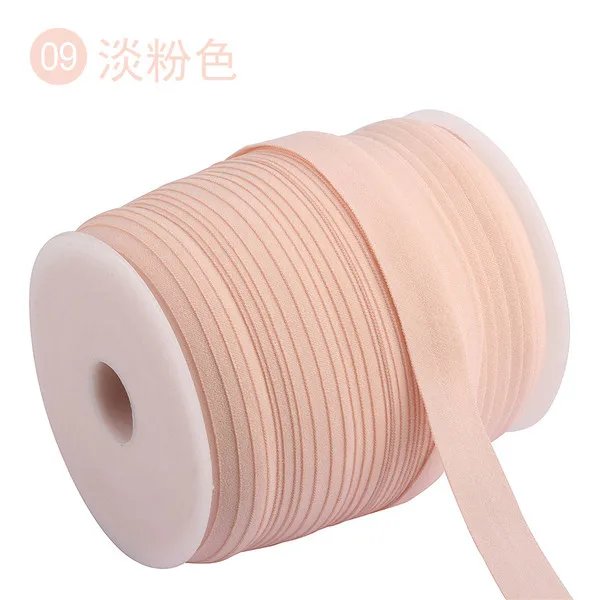 Light pink 100 м* 15 мм эластичный пояс с окантовкой сплошной цвет блестящий складной над эластичным FOE повязка из спандекса Дети повязка на голову для волос платье кружево отделка Шитье - Цвет: Light pink