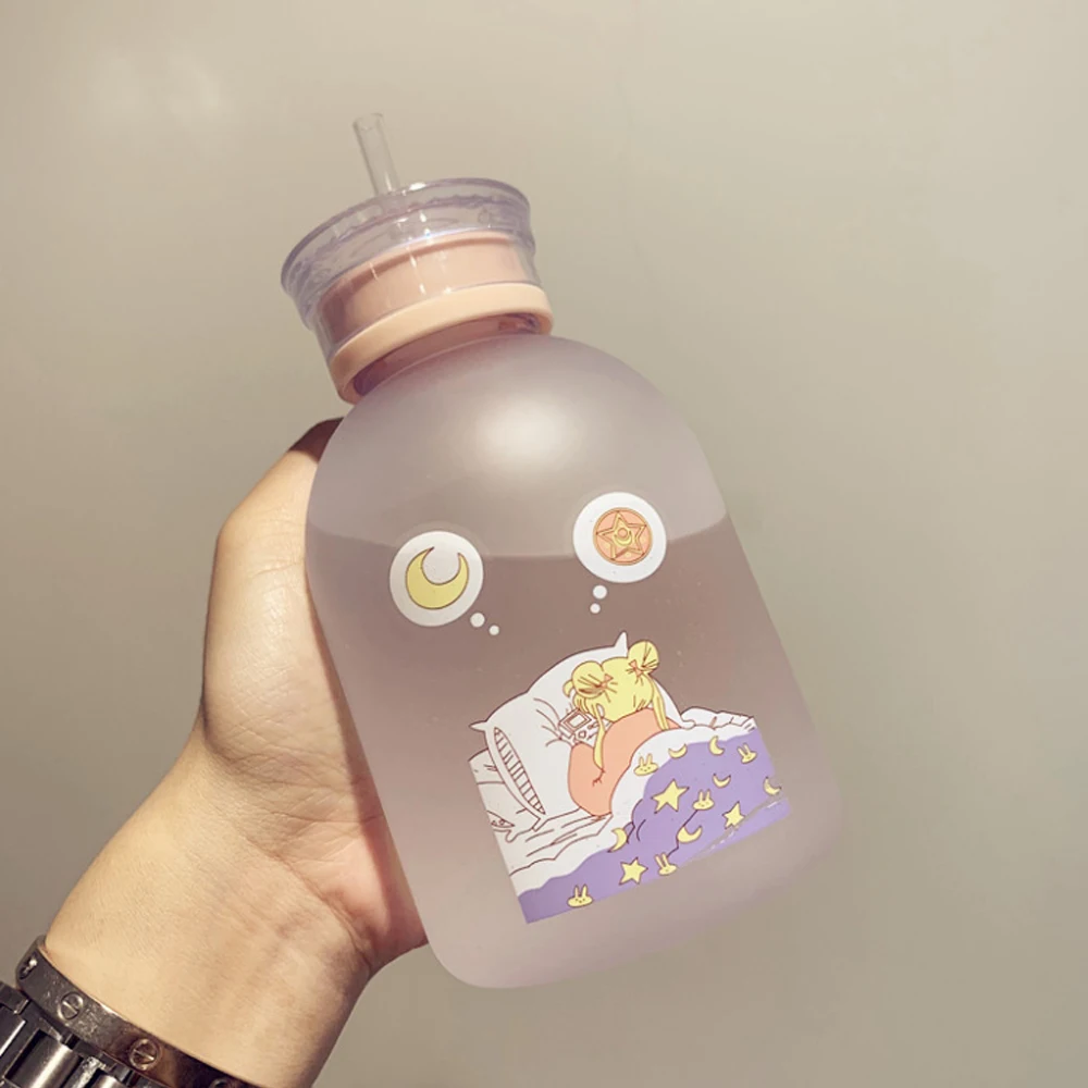 

Sailor Moon Transparent Plastic water Bottle Cartoon Frosted water Bottles Leak-proof Drinkware Cute Student Girl Gift Cup