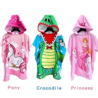 kids bathrobe for girls beach poncho cute pony dinosaur mermaid hooded bathrobe boys cloak surf swimming bath towel for children
