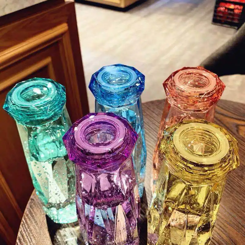 

HOT Diamond Water Bottle Glass Cup 401-500ml Lead-Free Heat Resistant Portable Travel Carrying for Drinkware Outdoor Student Cup