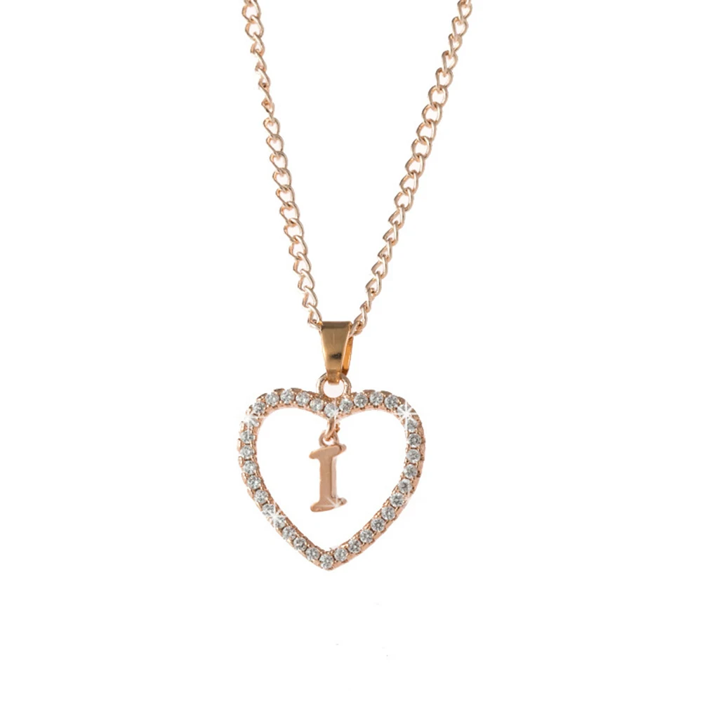 

2021 Fine 26-Letter Love Heart Clavicle Chain Necklace Rose Golden Accessories Womens 1PCS New Fashion Alloy Rhinestone Jewelry