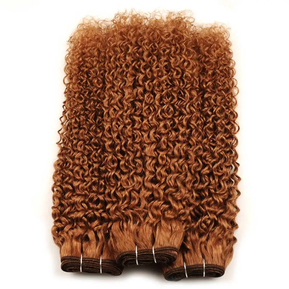 Медовые блонд пучки бразильские курчавые вьющиеся человеческие волосы 3 пряди #30