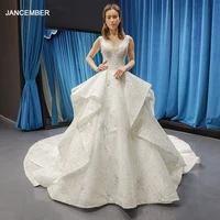 j66756 jancember luxury wedding dress with shiny sequin sexy v neck sleeveless bridal dress long train robe de mari%c3%a9e princesse