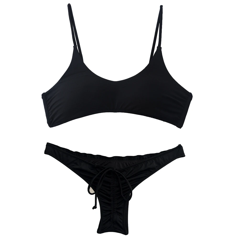 Summer Bathing Suits Woman Bikini Swimwear Swim Swimsuit Biquinis Brasileiro Bathing Micro Secret  Black Cheeky bottom 2020