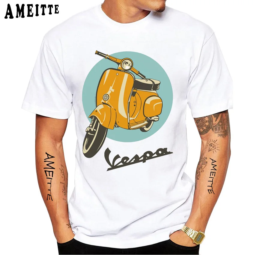 

New Summer Fashion Men Short Sleeve Funny Classic Vespa Design T-Shirt Vintage Boy Casual Tops Cool Man Tees