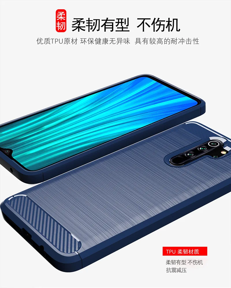 Для Xiaomi Redmi Note 8 Pro Чехол из мягкого углеродного волокна противоударный бампер полная Защита силиконовый чехол Redmi Note 8 Pro