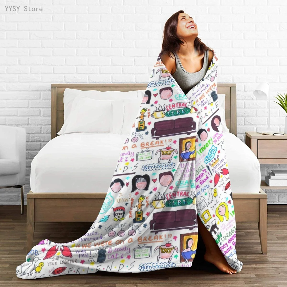 

Friends (3) Anime printed Ultra-Soft Micro Fleece Blanket flannel throw Sherpa bedspread bedding sofa