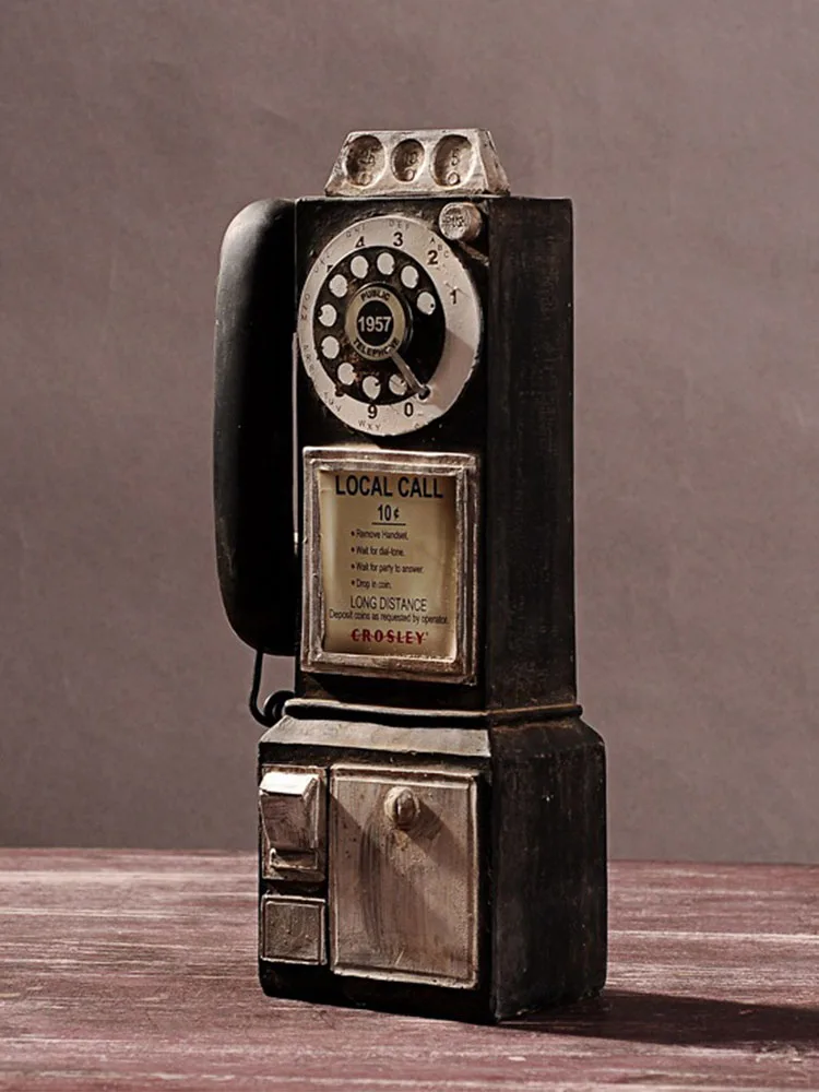 

Vintage Telephone Crafts Model Retro Home Furniture Figurines Phone Miniature Decoration Wall Hanging Ornaments Gift Home Decor
