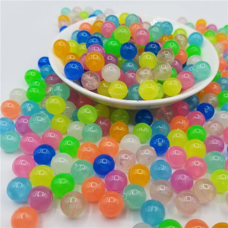 

200Pcs 6-12mm Glow In The Dark Fishing Loose Beads For Woman Men Luminous Locket Necklace DIY Jewelry Making Acrylic Beads