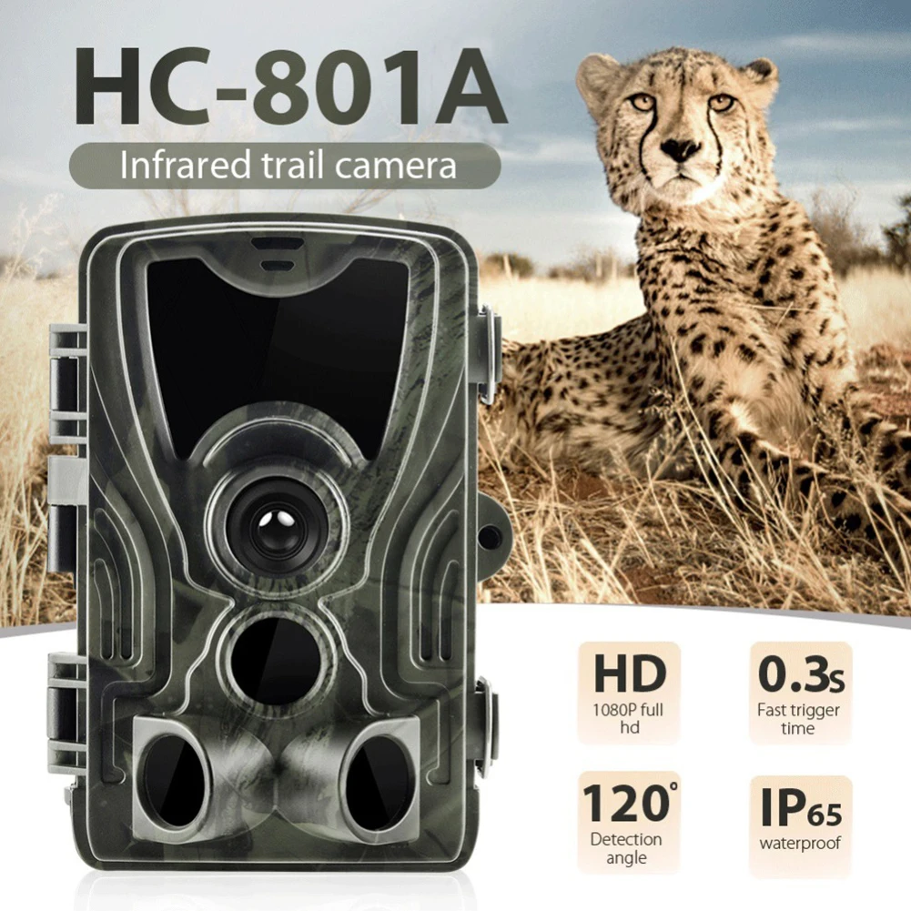 

HC-801A Trail Cameras 0.3s Trigger Time Night Version Photo Trap 16MP 1080P IP65 Wildlife Hunting Camera Surveillance Cams New