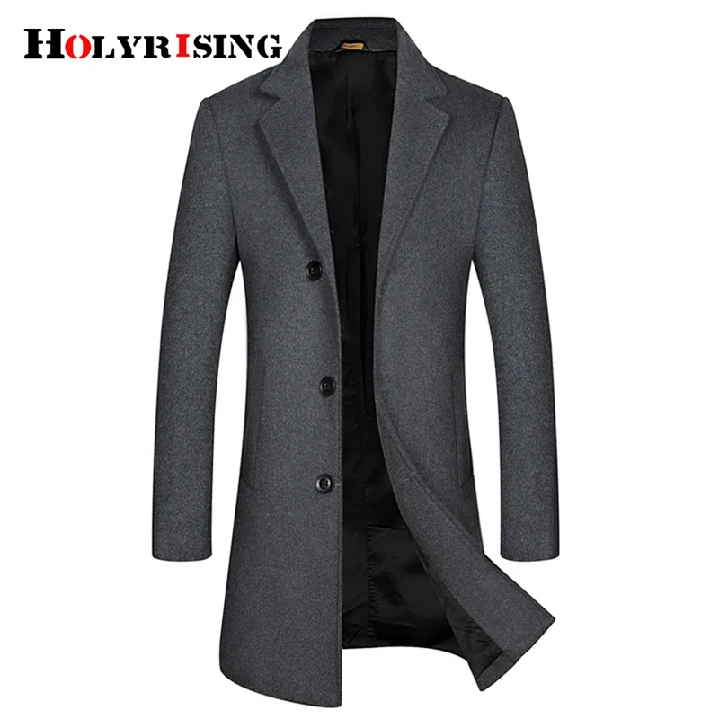 Holyrising New Men Wool Coats Warm Hombre Ccoat Slim Winter Jacket Comfortable Overcoat Mens Coat Business Male overcoat 19042-5