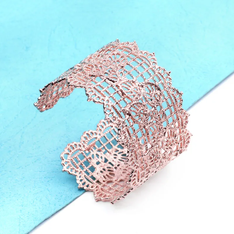 Fashion Hollow Out Open Cuff Bracelets &amp Bangles Women Elegant Jewelry Rose Gold Silvery Openwork Metal Brass Bracelet BR044 | Украшения