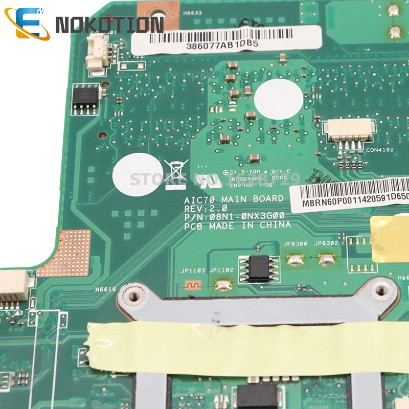 NOKOTION MBRN60P001 08N1-0NX3G00 AIC70 для acer aspire 7739 7739Z материнская плата для ноутбука HM55 UMA DDR3 проверка процессора