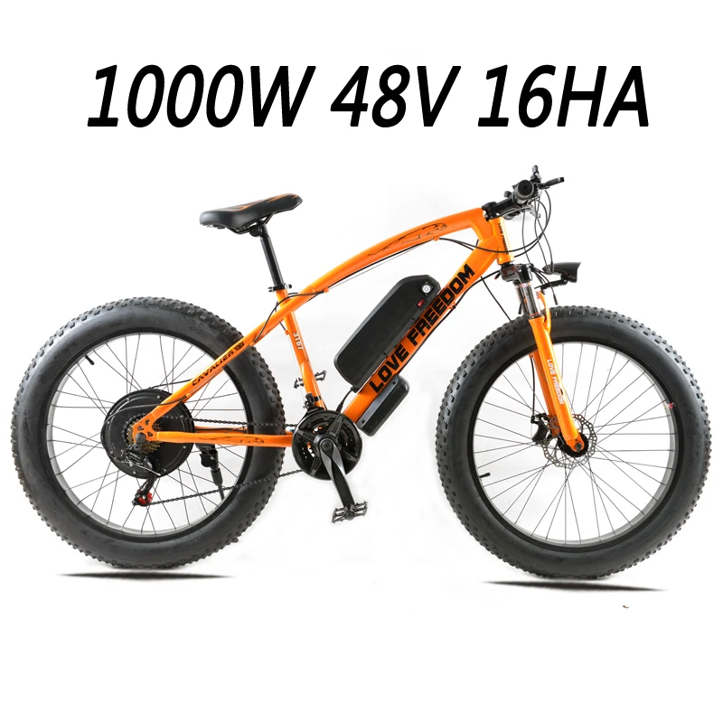 1000W orange Love Freedom 21 скоростной горный велосипед, электрический велосипед 36 В 350 Вт 10.4Ah 26X4,0, мощный Электрический толстый велосипед - Цвет: 1000W orange