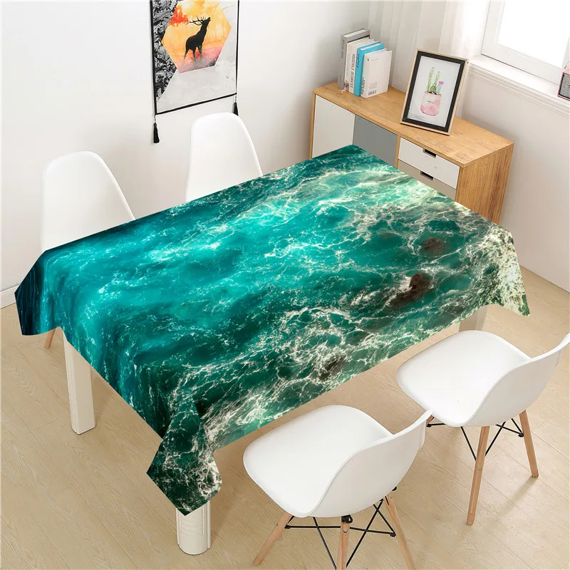 

Beautiful Waves Tablecloth polyester Hotel Picnic Table Rectangular Table Covers Home Dining Tea Table Decoration