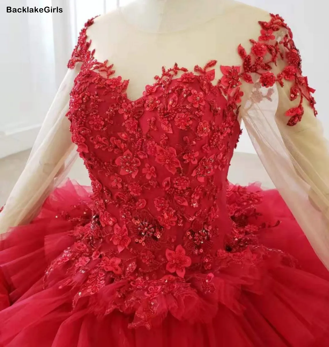Роскошные 3D цветы женские красные платья для особых случаев Иллюзия o образным