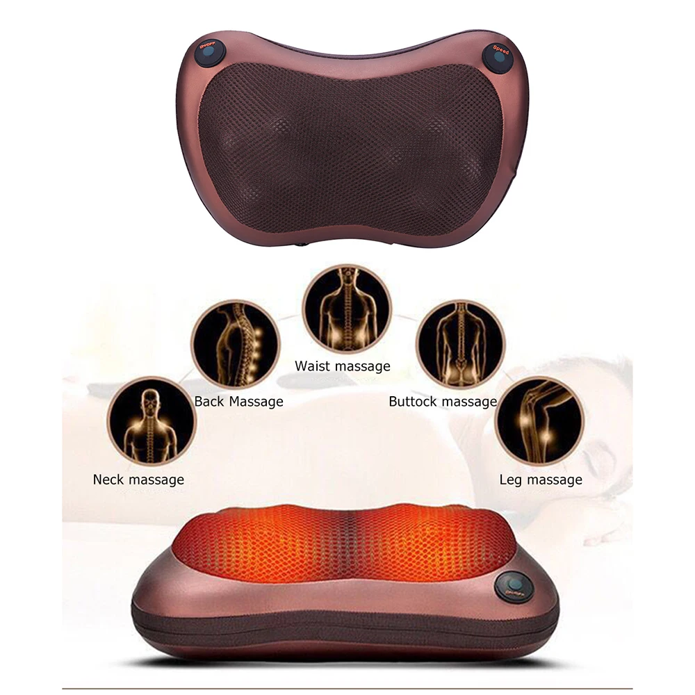 Электрическая Массажная подушка для шеи 8D головка инфракрасный прогревающий