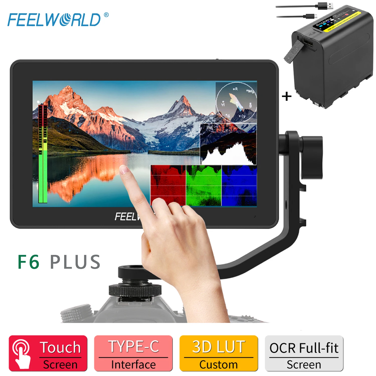Preise FEELWORLD F6 PLUS 5,5 Zoll Auf Kamera DSLR Feld Monitor 3D LUT Touchscreen IPS FHD 1920x1080 Video Focus Assist Unterstützung 4K HDMI