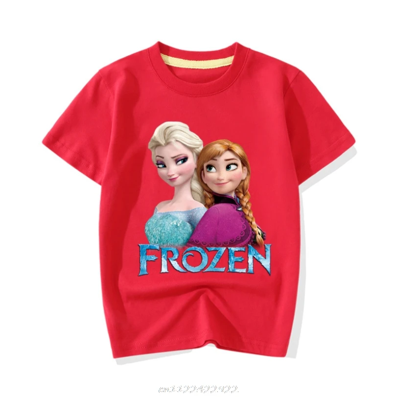 Disney Новый Kawaii игры Футболка с изображением Анны и Эльзы для детей милая Летняя