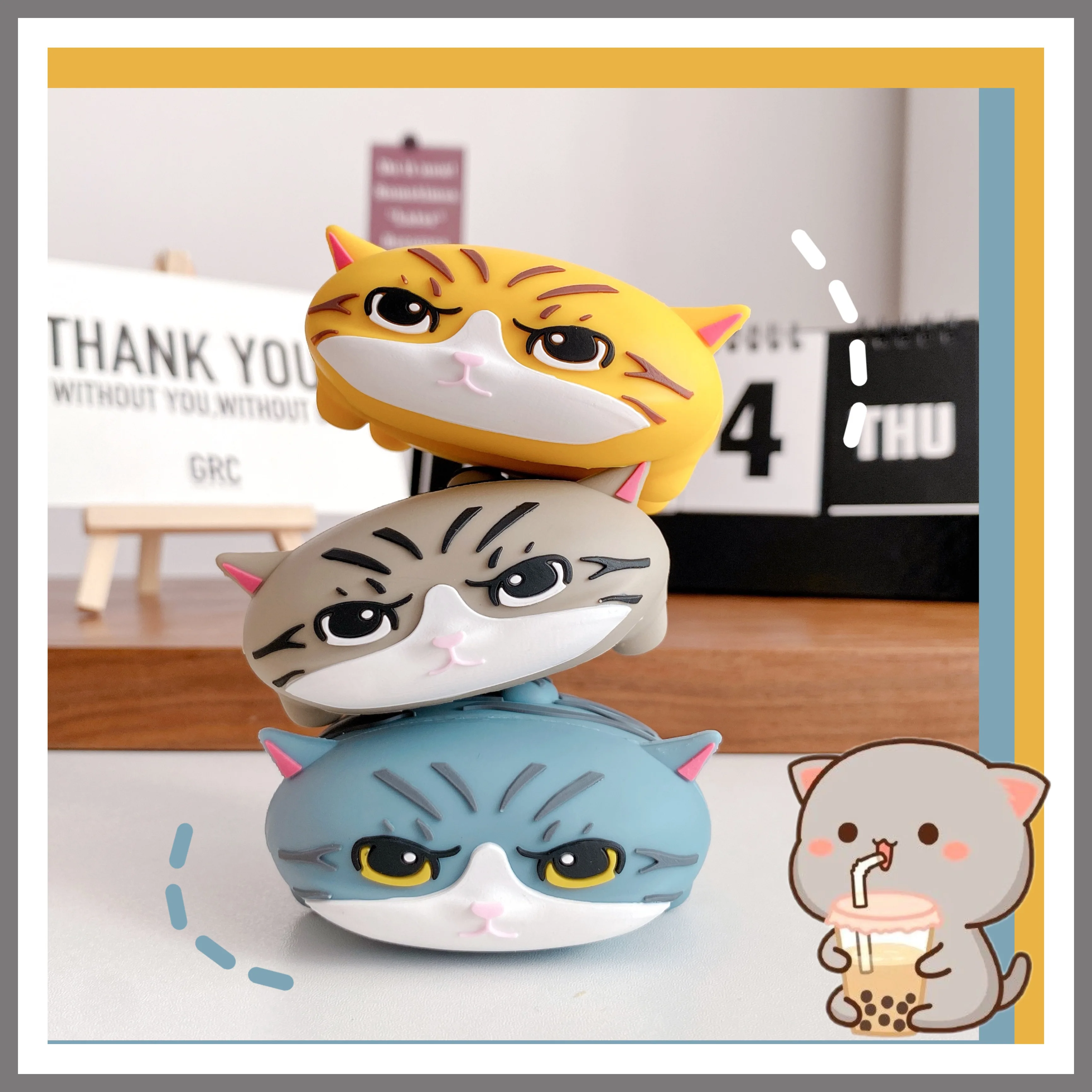 

For AirPods Pro Earphone cases cartoon A cat on its stomach Silicone Protect Wireless Bluetooth Headset cover For Airpods 3 case