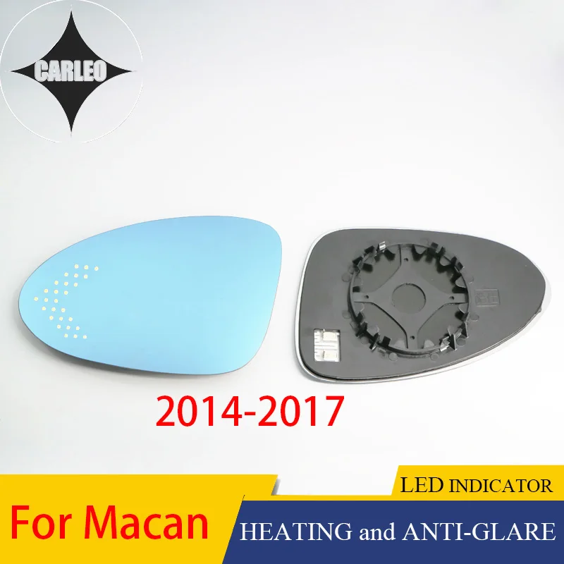 

Car Side View Mirror Lens for Porsche Macan 2014-2017 Blue HD Glass Large Angle view Heating Function& LED Indicator Light