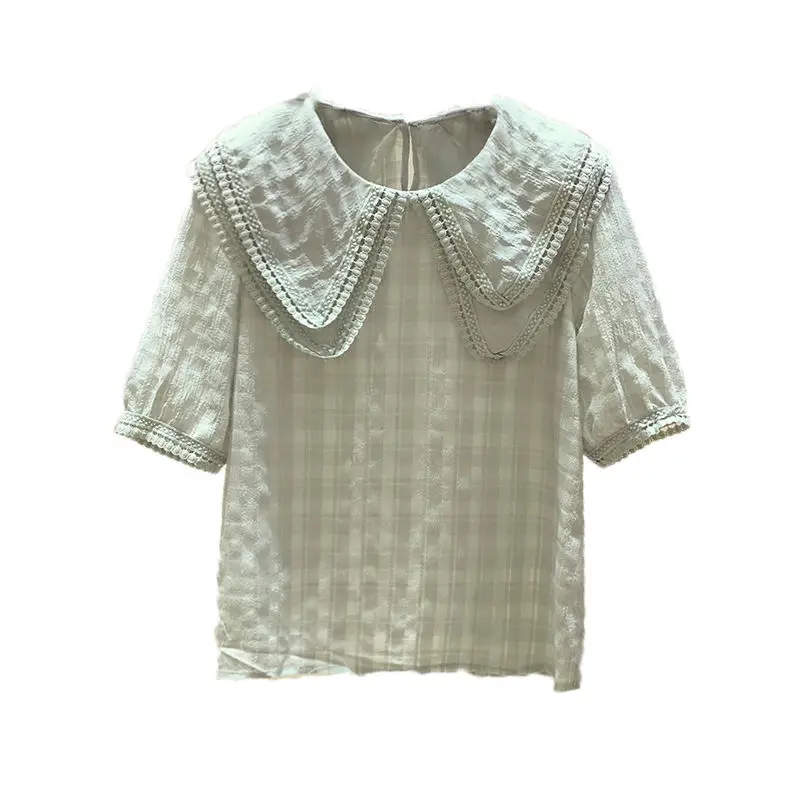 Шифоновая рубашка с кукольным воротником женская блузка и рубашки летние