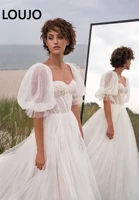luojo vintage detachable short puff sleeves wedding dress for women tulle lace appliques sweetheart brides gowns robe de mari%c3%a9e