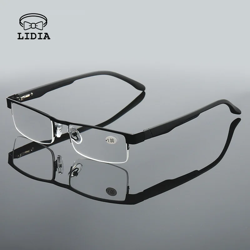 

2021 New Half Frame Presbyopic Glasses for Men and Women Eyeglasses Far Sight Degree +1.0+1.5+2.0+2.5+3.0+3.5+4.0 Eyewear