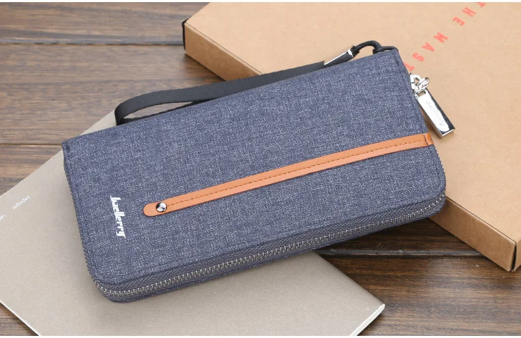 Новый холщовый мужской кошелек дизайнерский на молнии длинный зажим для банкнот