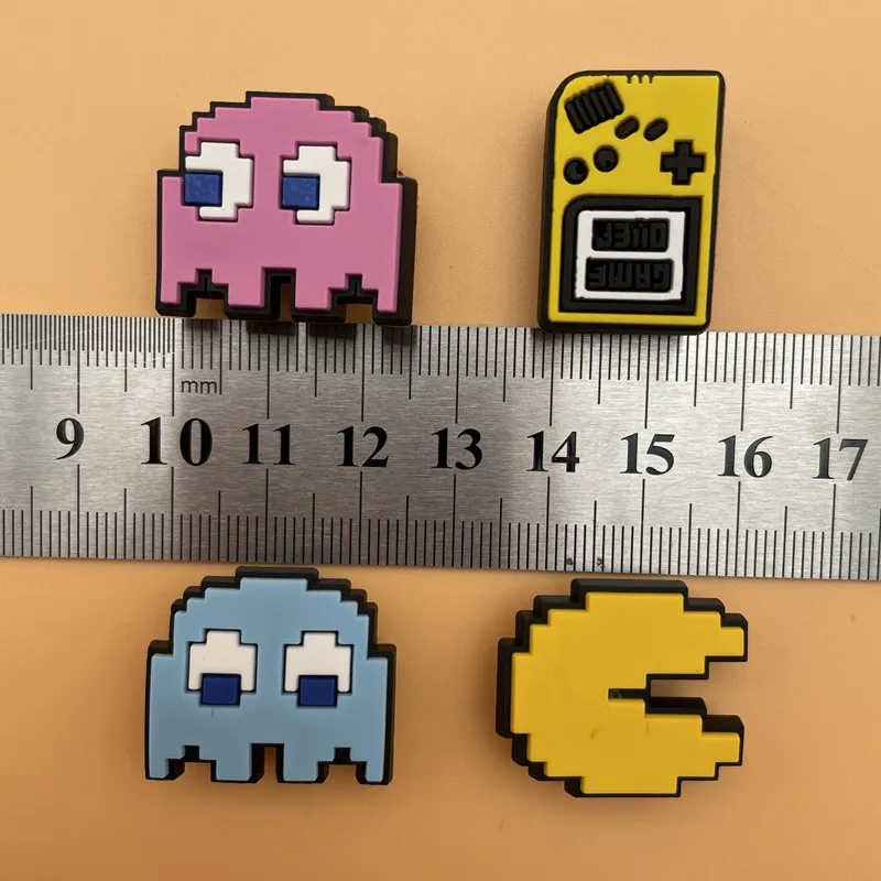 Single Sale 1 Pcs Crocs Charms Shoe Decoration Pixel Cartoon Character Shoe Charms Red Yellow Blue Powder Role For Kids Party